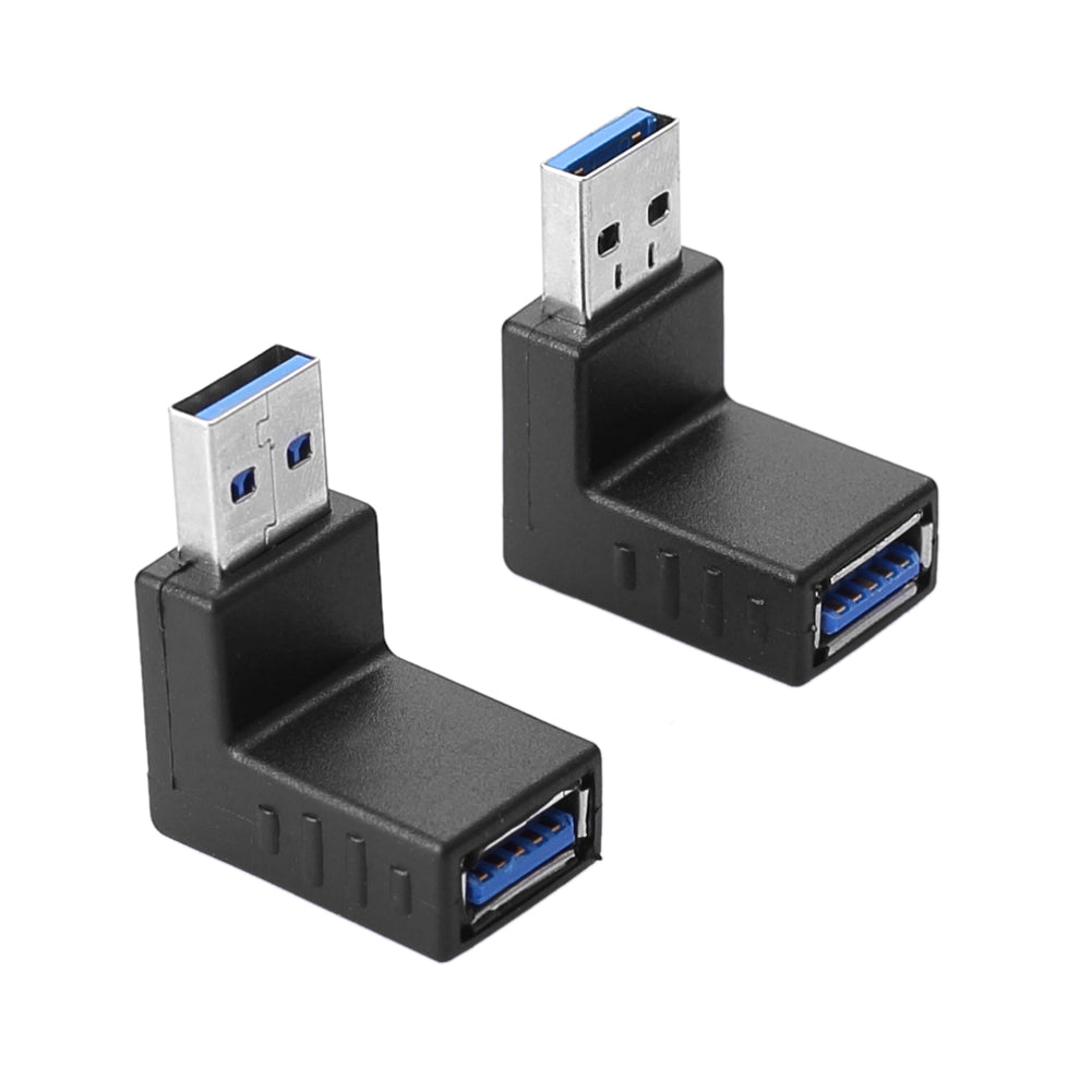 USB 3.0 Winkel Adapter - 90° Grad Winkeladapter - A-Stecker zu A-Buchse - kompatibel mit Allen USB Kabeln - optimale Kabelführung (up+down Winkel (A Stecker zu A Buchse))