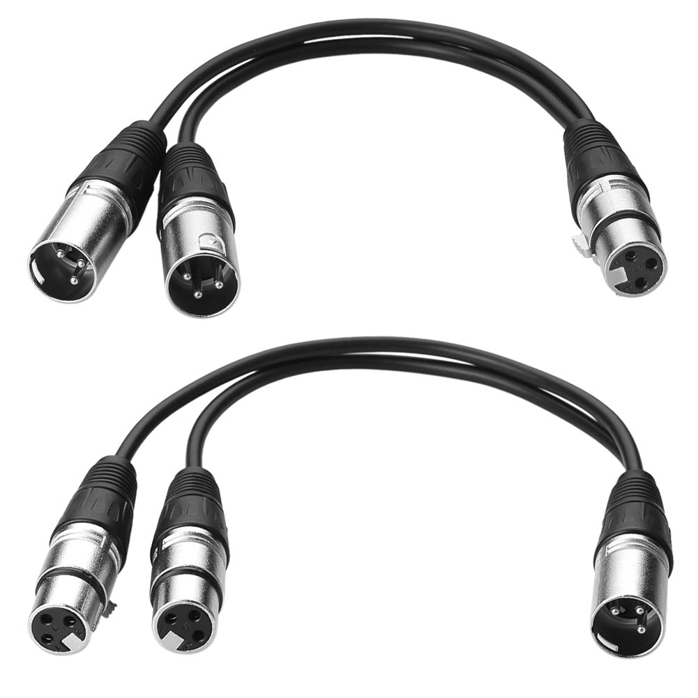 30cm Mikrofon Stecker Kabel 3pin XLR Male to Dual 2 XLR Female Stecker Y Splitter Kabel Adapter (XLR(M) - (F) x 2, Silber) - Euroharry GmbH