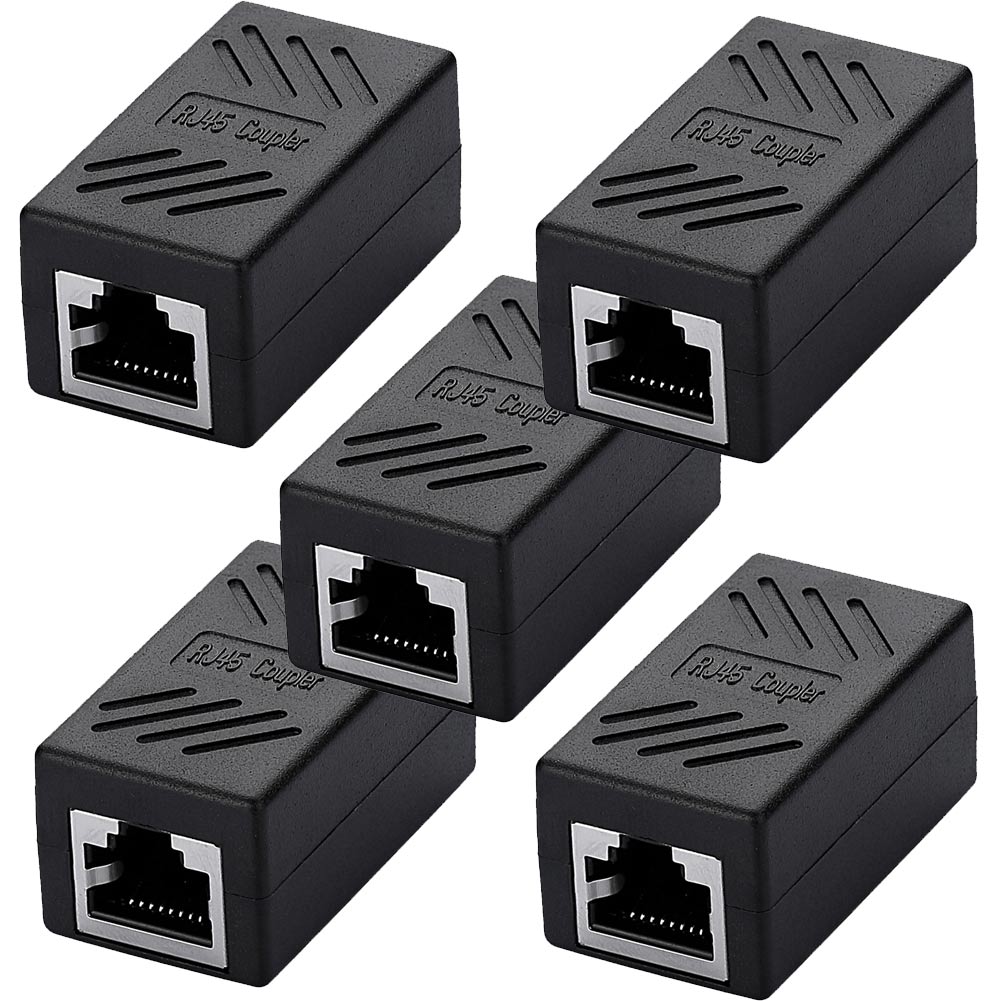 Set of five Euroharry shielded RJ45 8P8C connectors for Cat5 and Cat6 Ethernet cables, shown in the image.