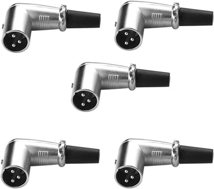 Euroharry 90-degree XLR 3-pin microphone and speaker connector adapter showing male and female XLR sockets