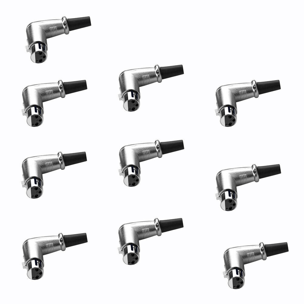 Euroharry 90-degree XLR 3-pin microphone and speaker connector adapter, male to female, for professional audio equipment.
