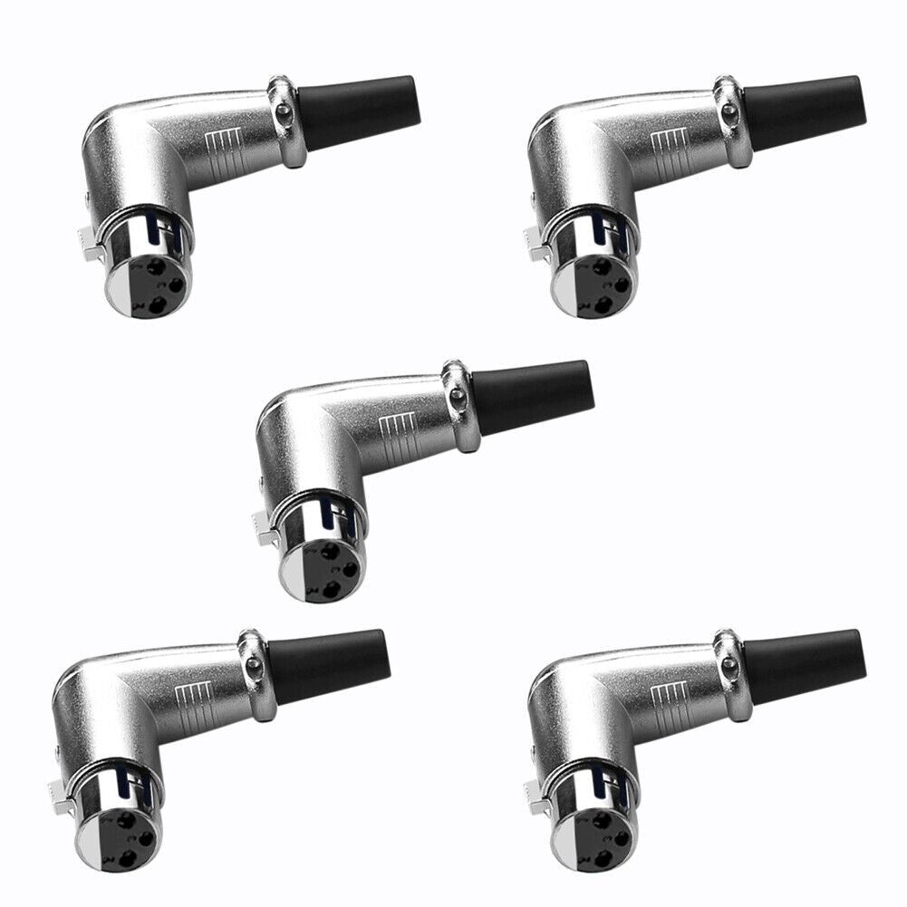 Euroharry 90-degree XLR 3-pin microphone and speaker plug adapter, male to female, with sturdy metal construction.