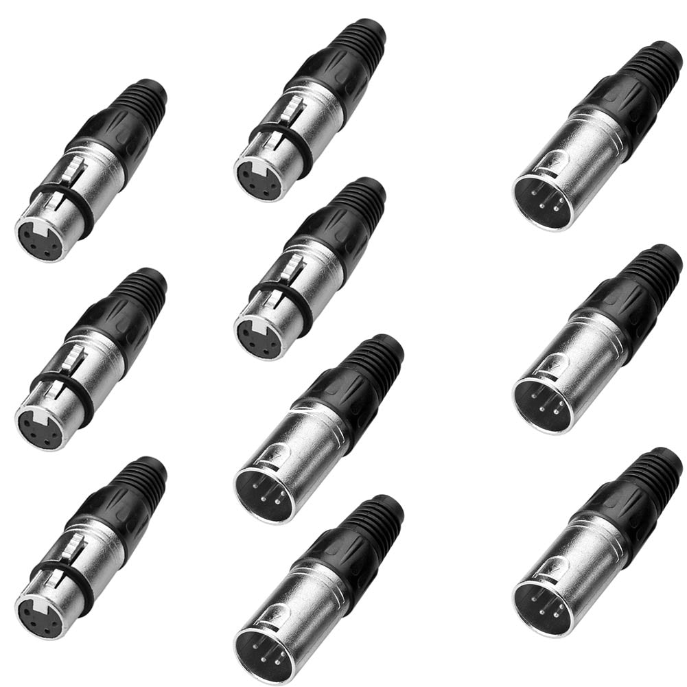Euroharry GmbH 4-pol XLR male and female connectors with black metal housing and silver contacts, shown in close-up.