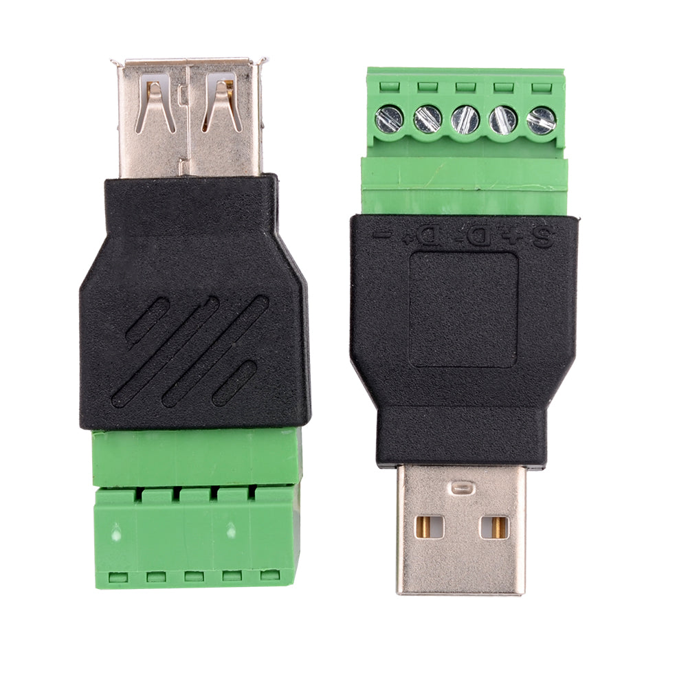 Euroharry GmbH USB terminal on 5-pin screw clamp adapter generator module with terminal block, shown in the image.