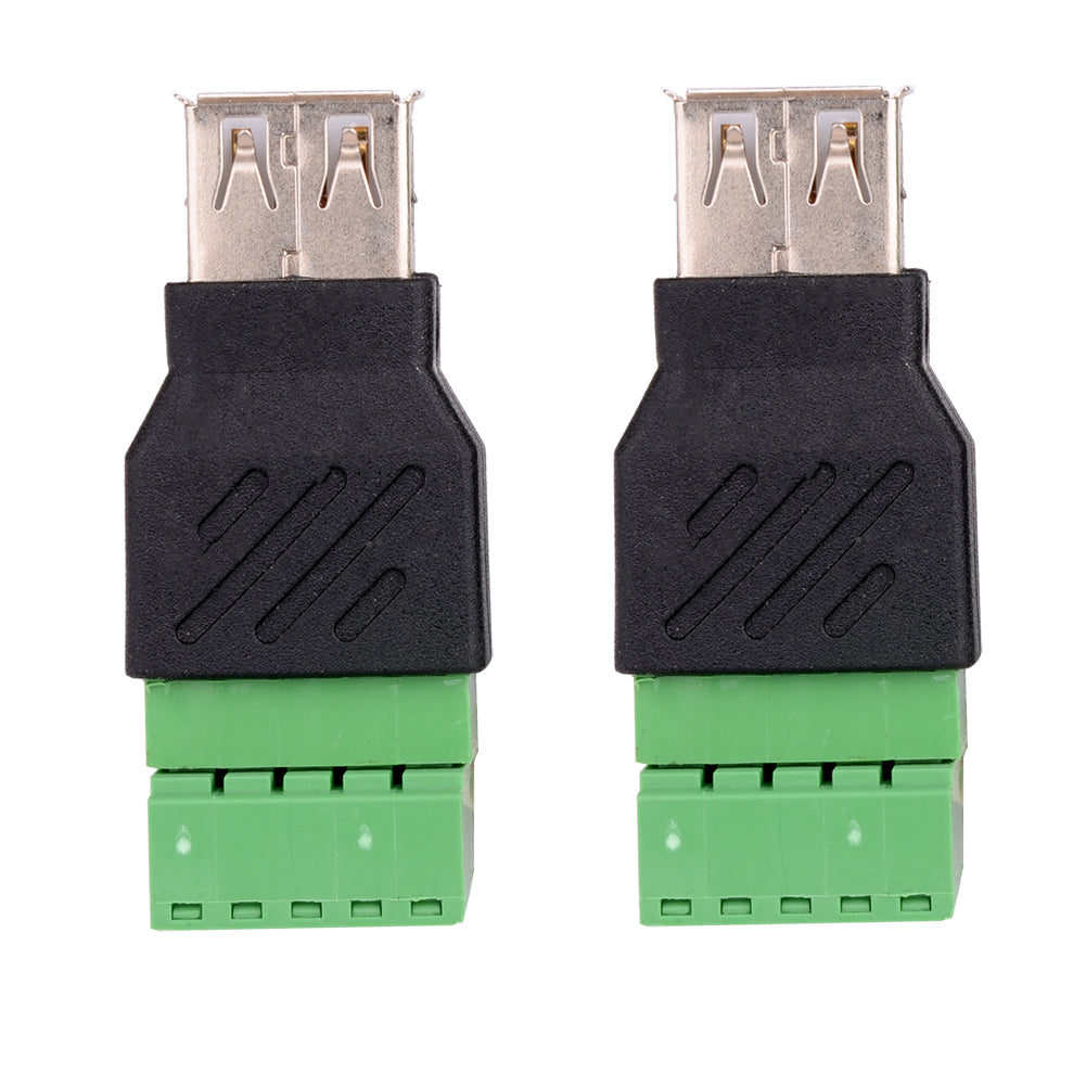 Euroharry GmbH USB terminal on 5-pin screw clamp adapter generator module terminal block, showing connection points and wiring interface.