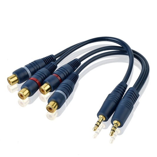 3,5mm Stereo-Stecker/Buchse auf Dual-Cinch-RCA Female/Male Audio-Adapter kabel - Euroharry GmbH