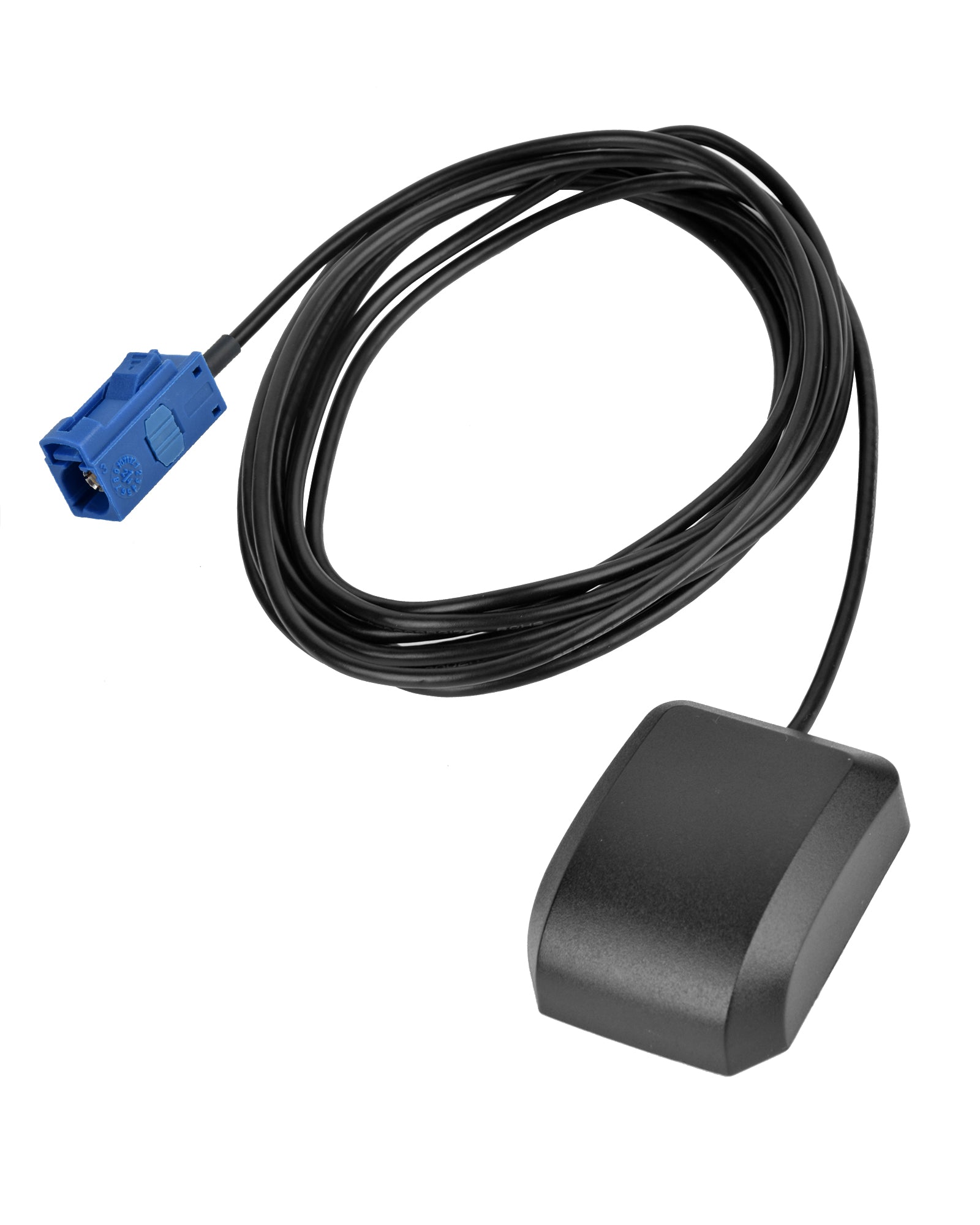 Waterproof auto GPS antenna with Fack-C connector for car stereo, navigation, and IoT devices by Euroharry GmbH, shown in the image.