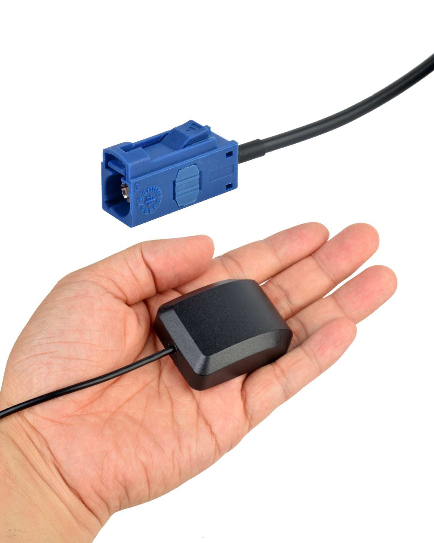 Waterproof auto GPS antenna with Fack-C connector for car stereo, navigation system, and IoT devices by Euroharry GmbH.