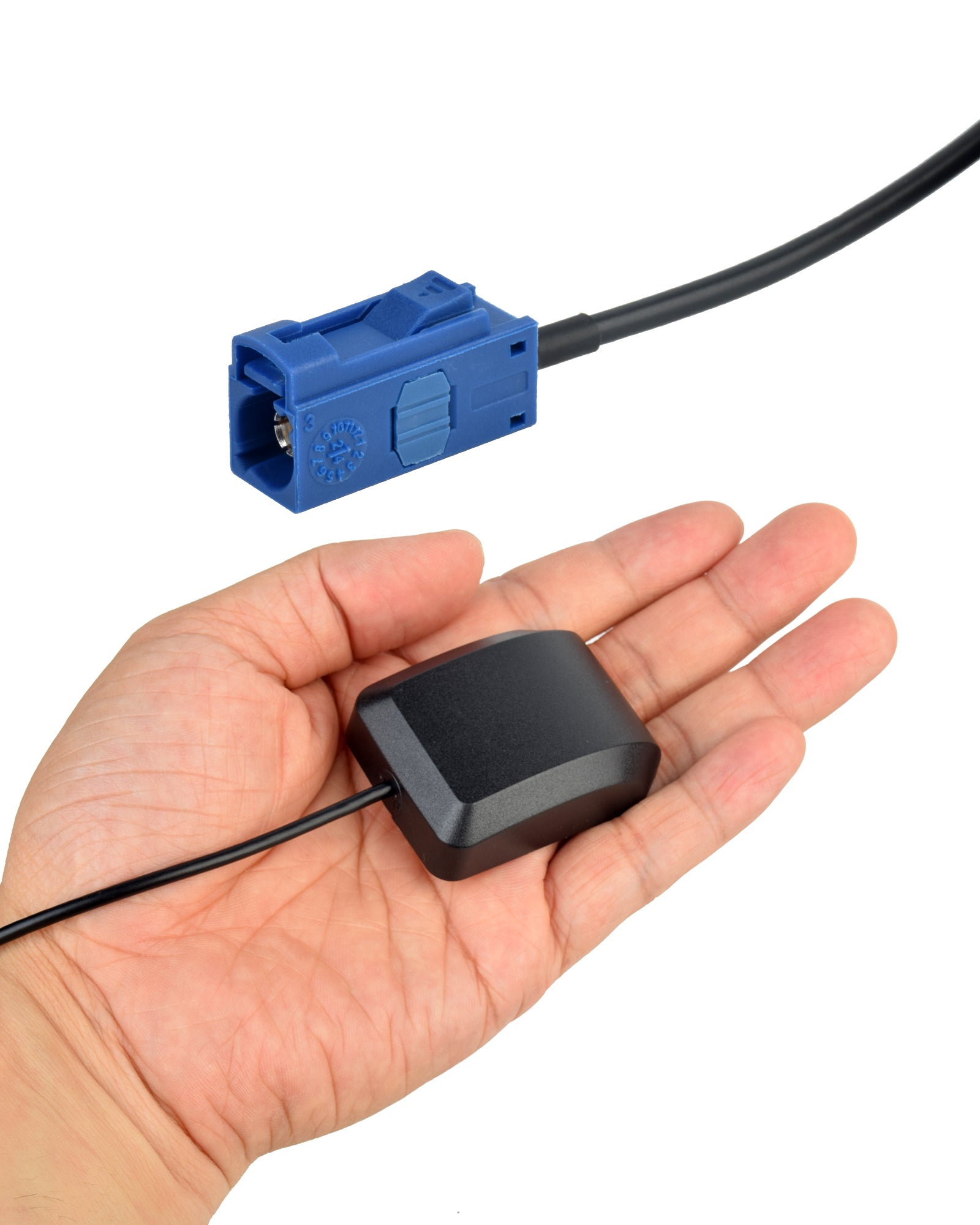 Waterproof auto GPS antenna with Fack-C connector for car stereo, navigation system, and IoT devices by Euroharry GmbH.