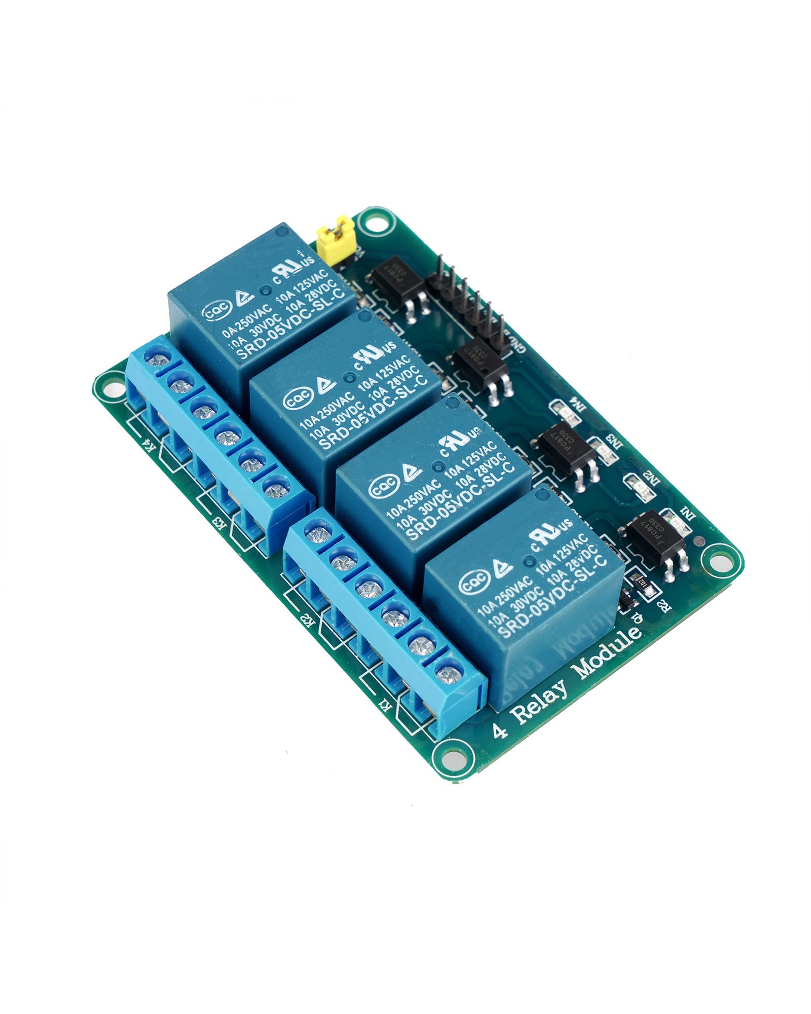 Euroharry GmbH 4 Kanal DC 5V Relaismodul with optocoupler for Raspberry Pi, Arduino, PIC, DSP, AVR, ARM microcontrollers.