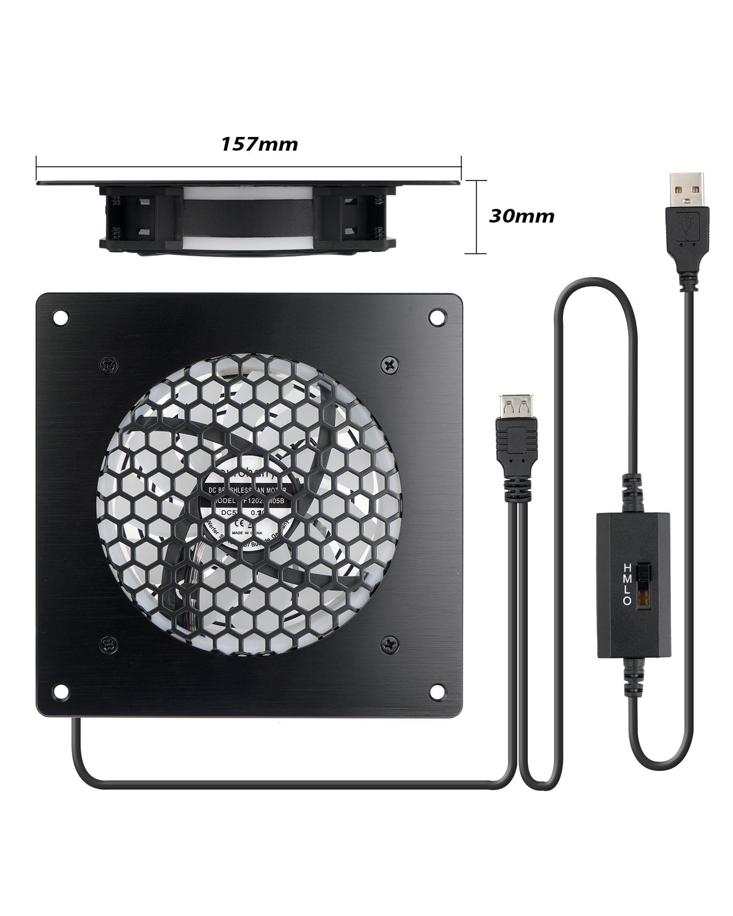 USB Lüfter 120 mm LED Beleuchtet – 3-stufig, Alurahmen, 5V | euroharry