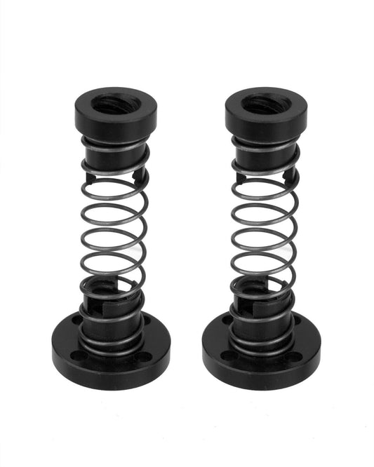 Euroharry GmbH T8 Acme threaded rod with anti-backlash nut for 3D printers, shown with precision threading and mounting features.