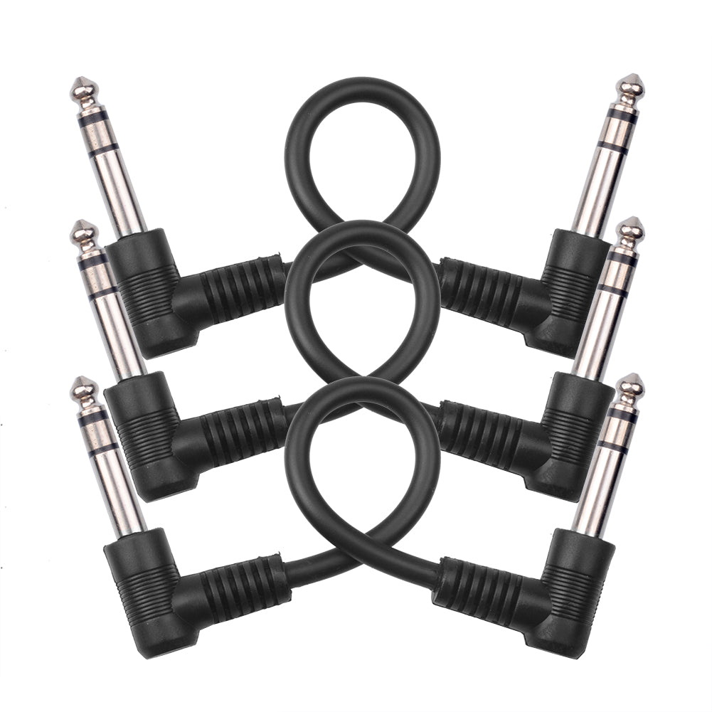 18cm 3Stück  (1/4 ”) Zoll Gitarren-Patchkabel mit 6.35mm Rechtwinkliger Stecker rechtwinkligen Stereosteckern Kabel für E-Gitarre/Bass, Keyboard, elektronische Trommel, Mixer - Euroharry GmbH