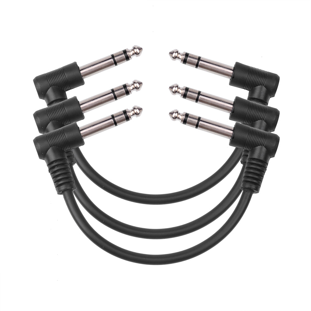18cm 3Stück  (1/4 ”) Zoll Gitarren-Patchkabel mit 6.35mm Rechtwinkliger Stecker rechtwinkligen Stereosteckern Kabel für E-Gitarre/Bass, Keyboard, elektronische Trommel, Mixer - Euroharry GmbH