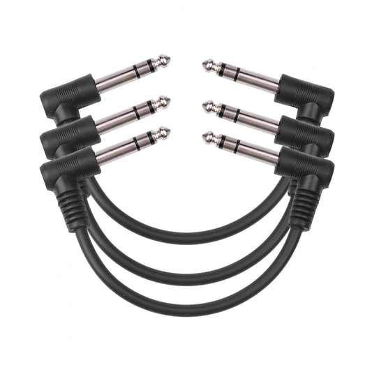 18cm 3Stück  (1/4 ”) Zoll Gitarren-Patchkabel mit 6.35mm Rechtwinkliger Stecker rechtwinkligen Stereosteckern Kabel für E-Gitarre/Bass, Keyboard, elektronische Trommel, Mixer - Euroharry GmbH