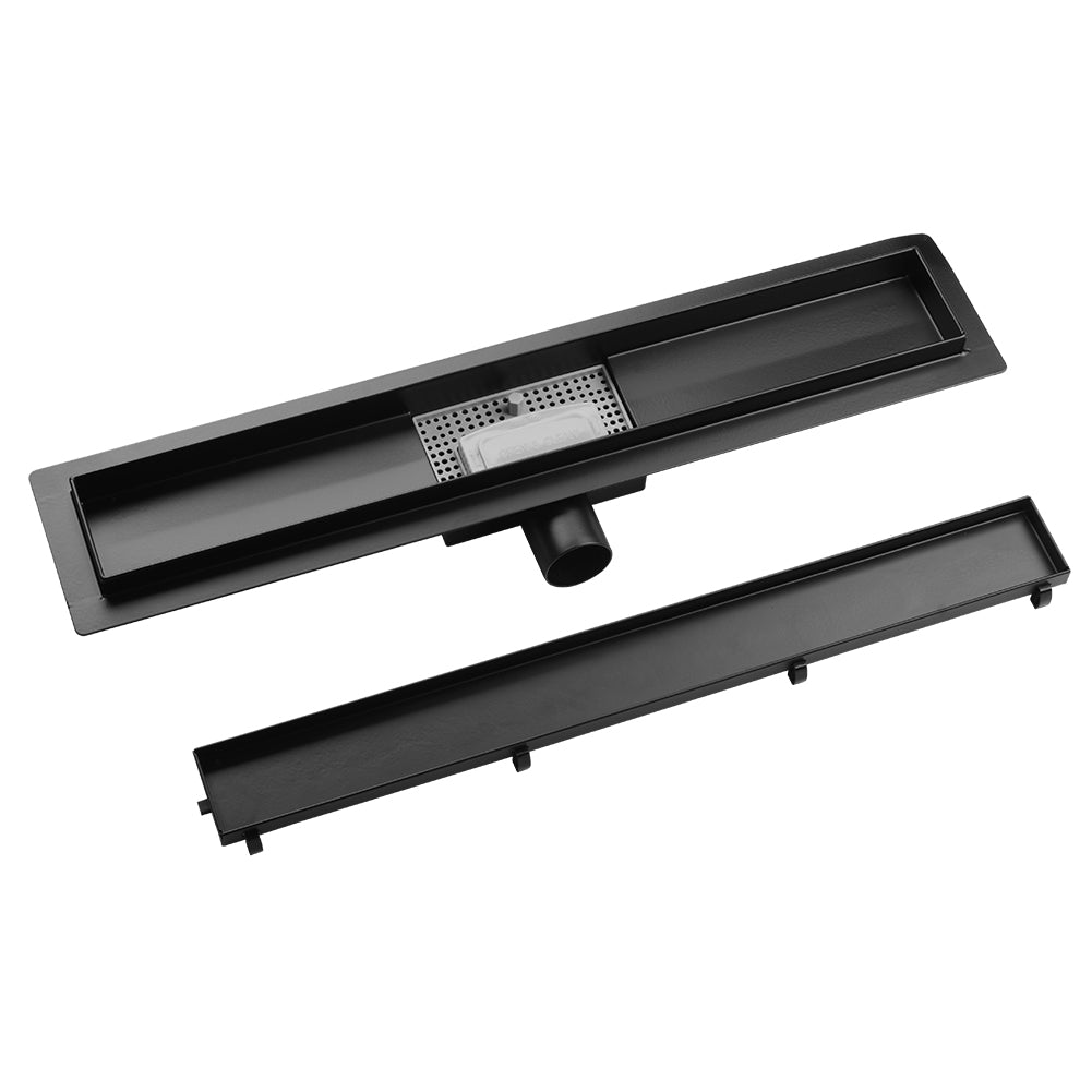 Edelstahl Duschrinne Bodenablauf Abflussrinne Duschablauf Ablauf Befliesbar -Schwarz 2 in 1 *befliesbar - Euroharry GmbH