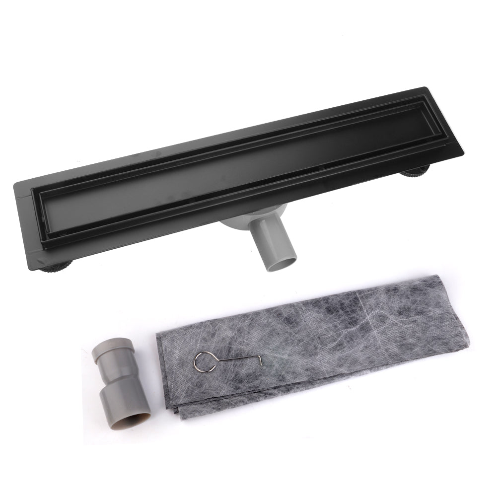 Edelstahl Duschrinne Bodenablauf Abflussrinne -360° 2 in 1 *befliesbar- Schwarz - Euroharry GmbH