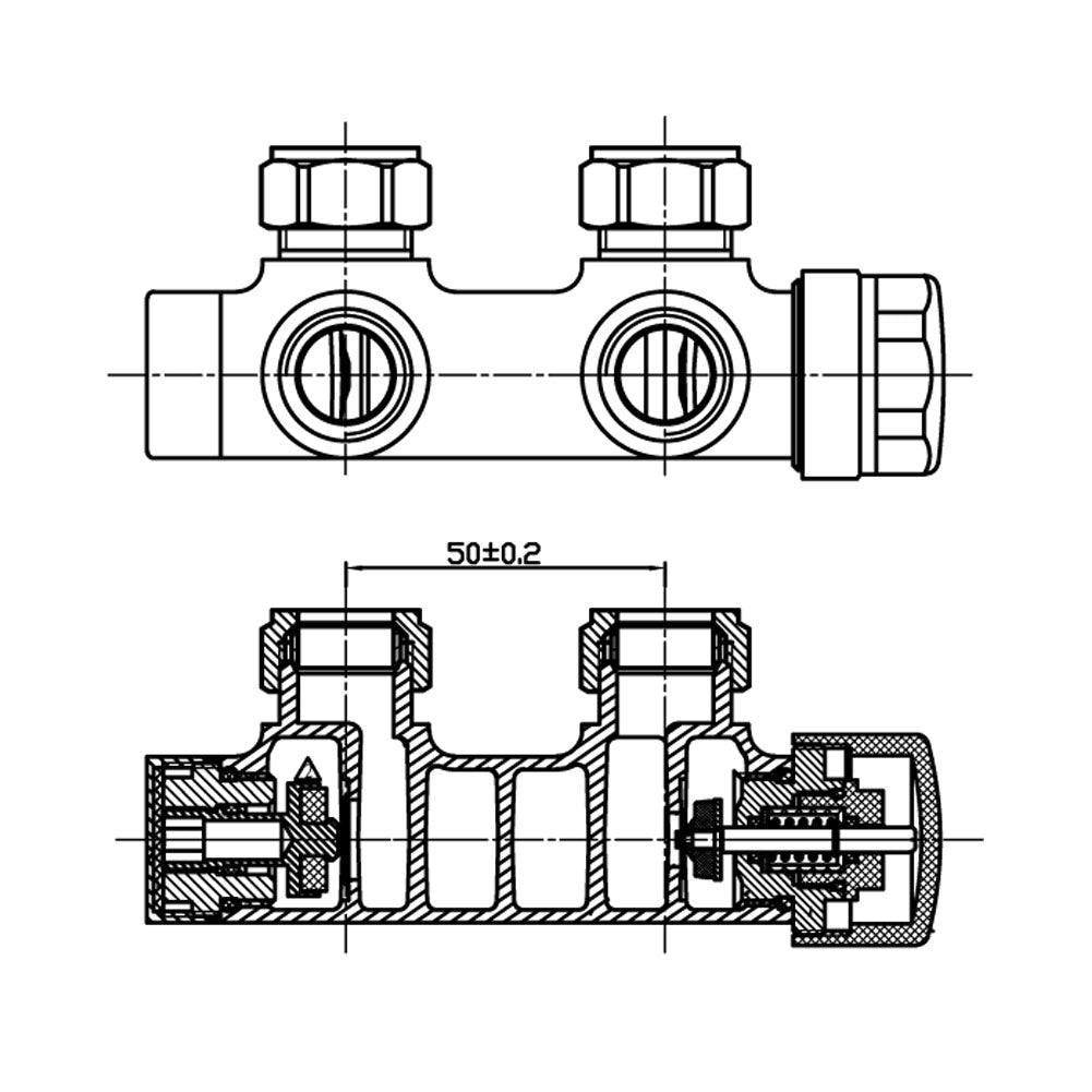 Anschlussgarnitur Mittelanschluss/Radiator Valves Thermostat Für Badheizkörper - Euroharry GmbH
