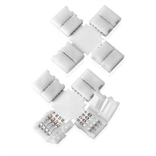 LED Streifenlicht Zubehör|RGB Strip Eckverbinder Kreuz(+) Form Klick Verbinder LED SMD Schnellverbinder Adapter - Euroharry GmbH