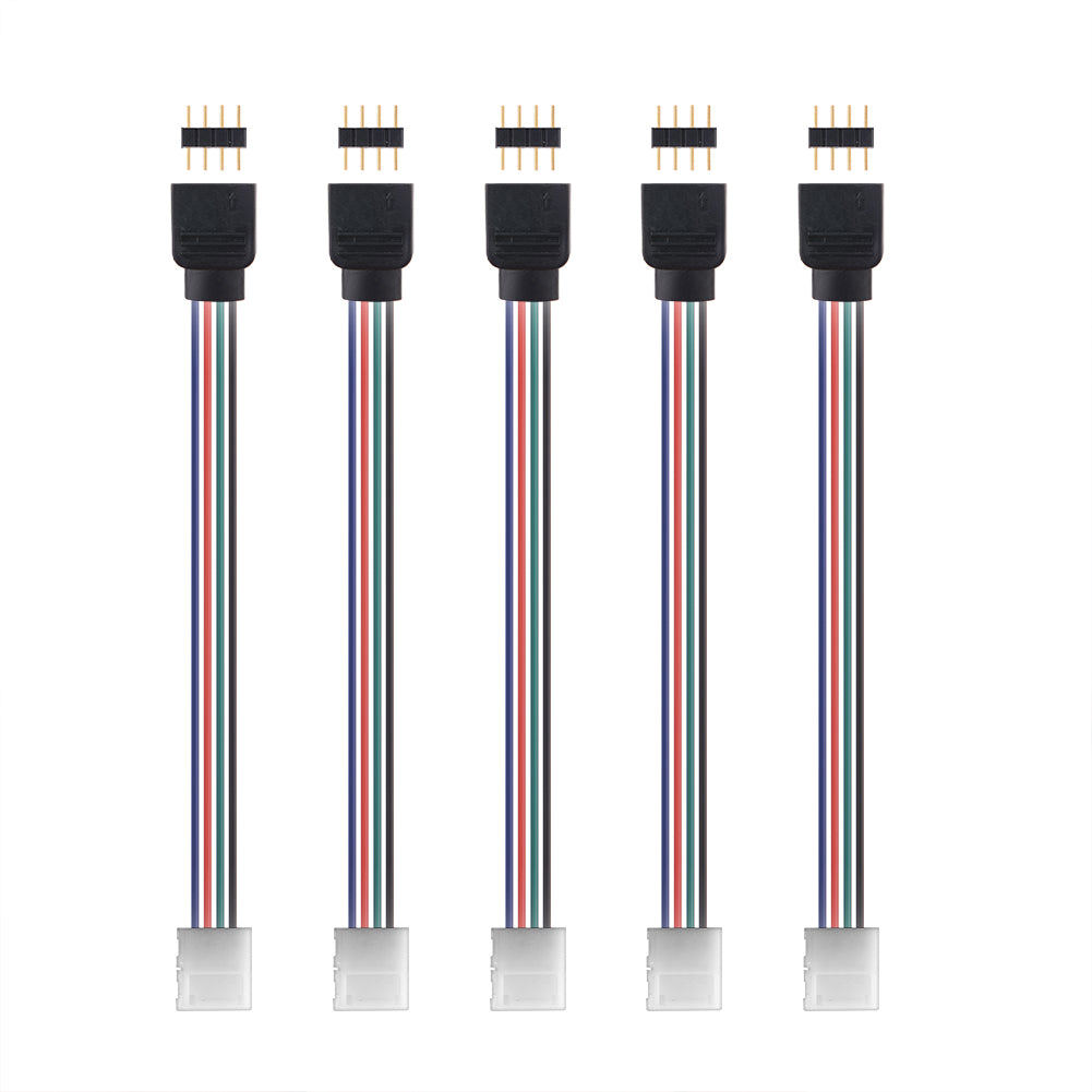 4Pin LED RGB Strip Light Connector 10mm breiter Streifen auf Jumper Lötfreier Clamp-On Pigtail Adapter für 5050 Flexible LED Strip Light - Euroharry GmbH