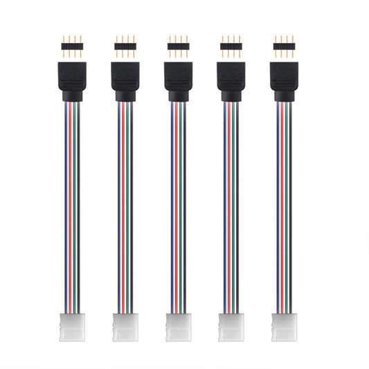 4Pin LED RGB Strip Light Connector 10mm breiter Streifen auf Jumper Lötfreier Clamp-On Pigtail Adapter für 5050 Flexible LED Strip Light - Euroharry GmbH