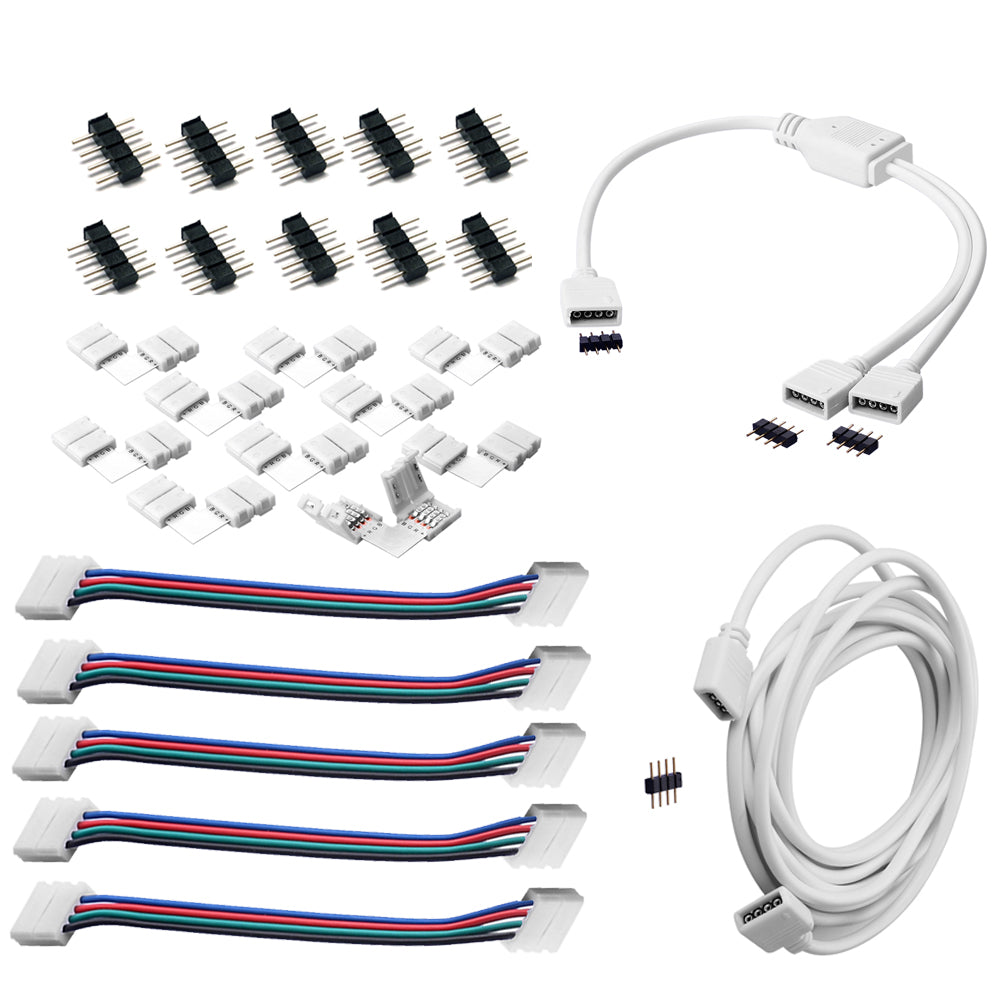 LED Streifenlicht Zubehör| 27 Stück LED Strip Verbinder LED Stripe Verlängerung LED Strip Eckverbinder LED Streifen Befestigungsclips Für 10mm 4 Polig RGB 5050 LED Strip - Euroharry GmbH