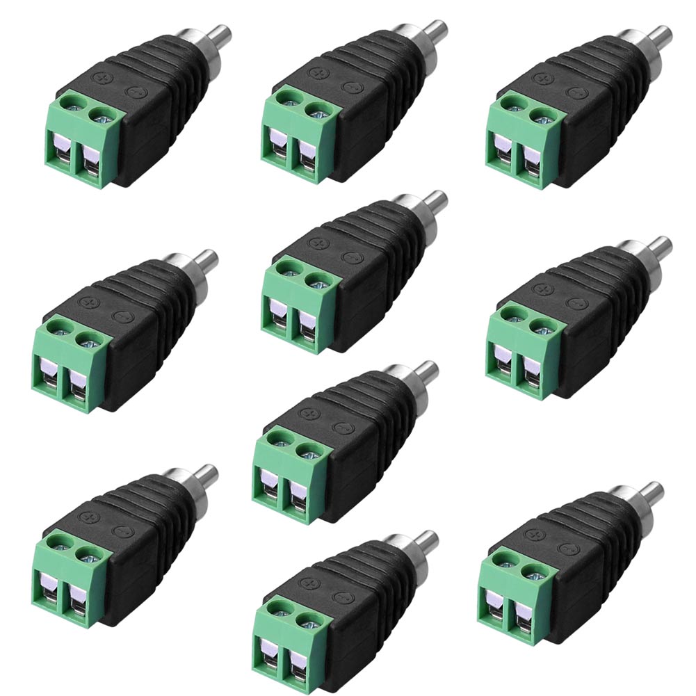 RCA  Adapter Terminalblock > Cinch Stecker RCA Adapter DC Block Schraubanschluss 2-Pin Verbinder Kabel auf Cinch Anschluss - Euroharry GmbH
