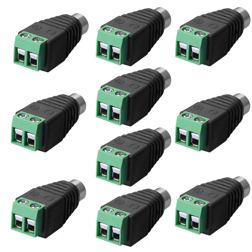 RCA  Adapter Terminalblock > Cinch Stecker RCA Adapter DC Block Schraubanschluss 2-Pin Verbinder Kabel auf Cinch Anschluss - Euroharry GmbH