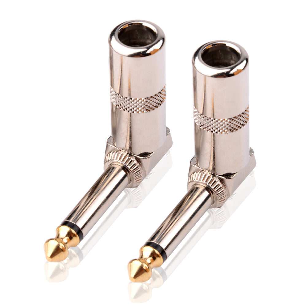 2 Stück Audio 6,35mm 90 Degree Male to 8mm Audio Welding Plug Angle Plug Solder Connection for Speaker / Guitar / Microphone (Must be Soldered) - Euroharry GmbH