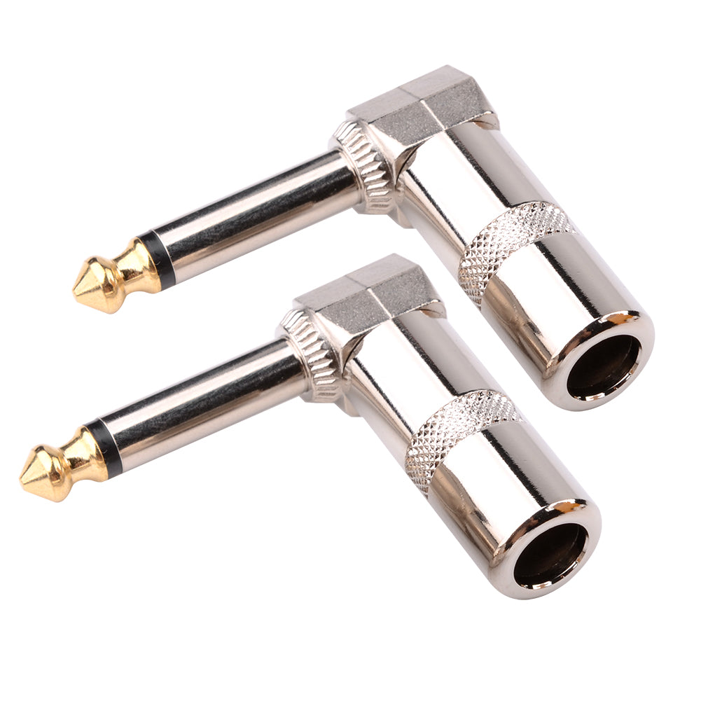 2 Stück Audio 6,35mm 90 Degree Male to 8mm Audio Welding Plug Angle Plug Solder Connection for Speaker / Guitar / Microphone (Must be Soldered) - Euroharry GmbH