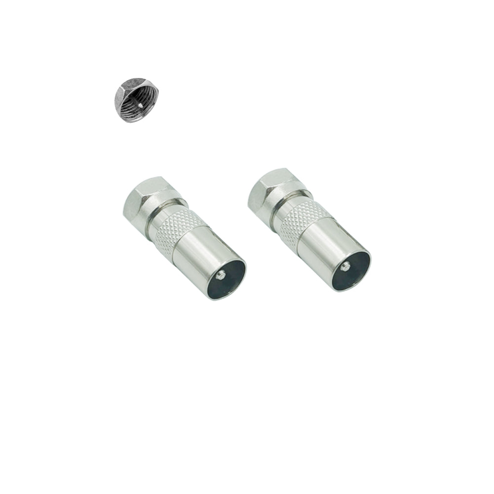 SAT Antenne Adapter 2 Stück IEC Stecker und Buchse auf F Stecker (F-Stecker auf Koax-Stecker und F-Stecker auf Koax-Kupplung) für Antennenkabel, Satellitenkabel, Koaxialkabel - Euroharry GmbH