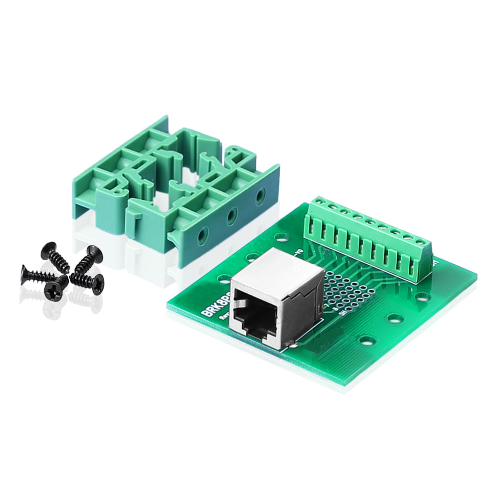RJ45 / 8P8C auf Schraubklemmen-Breakout Board mit DIN-Schienen-Clips (RJ45 auf Schraubklemme) - Euroharry GmbH