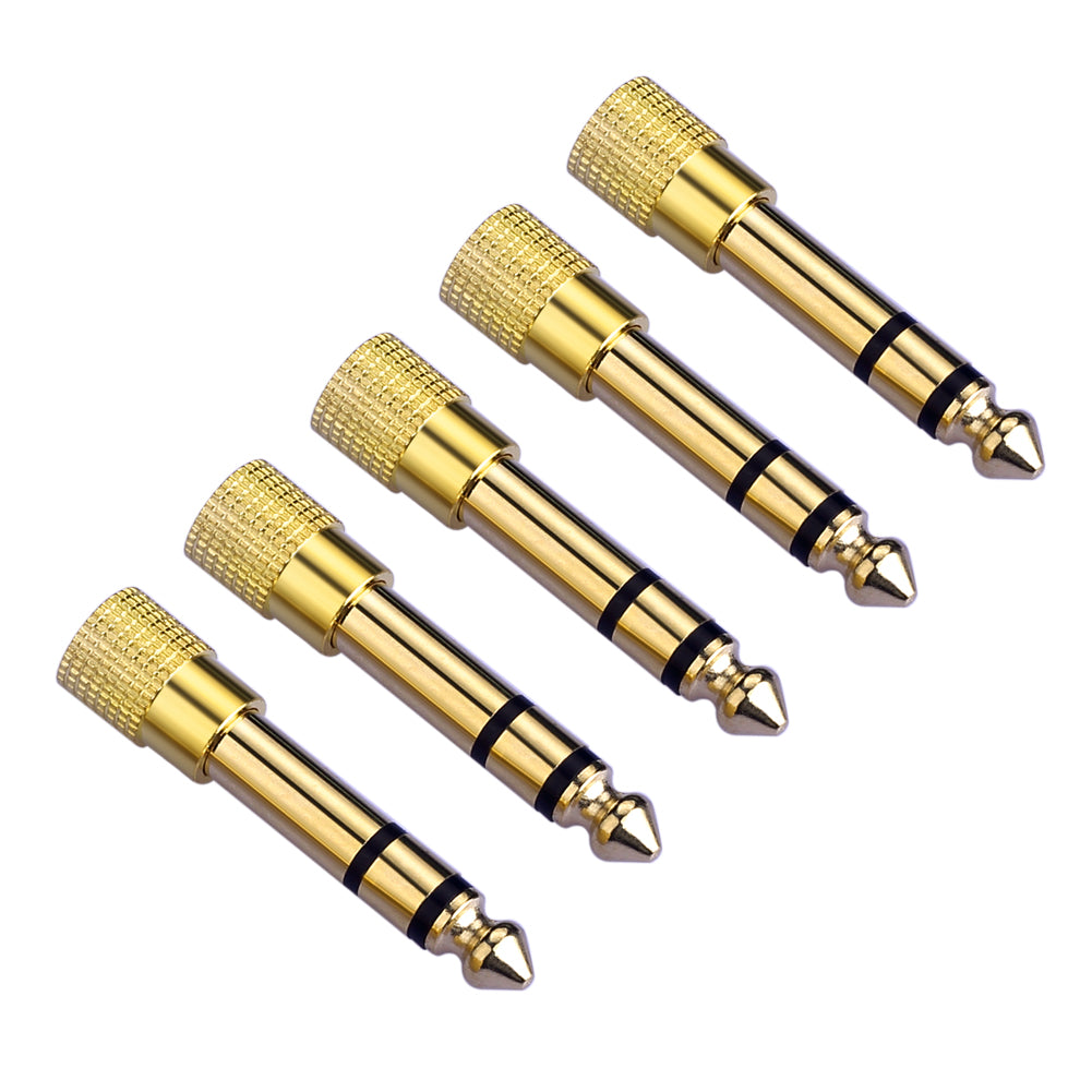5x 6.3mm 1/4" auf 3.5mm 1/8" Audio Kopfhörer Stereo vergoldeter Stecker Adapter - Euroharry GmbH