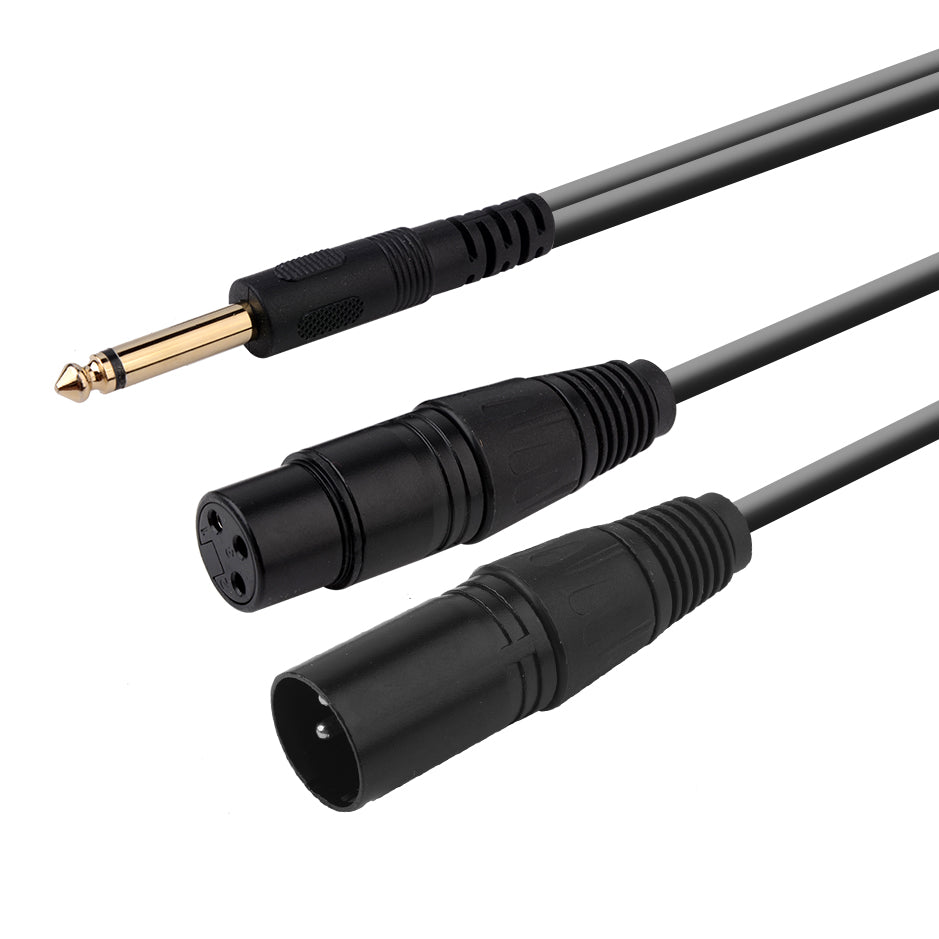 euroharry 30cm Mikrofon Stecker & Buchse XLR 3-pin Y-Splitter auf 6,35mm TS-Mono audio Kable - Euroharry GmbH