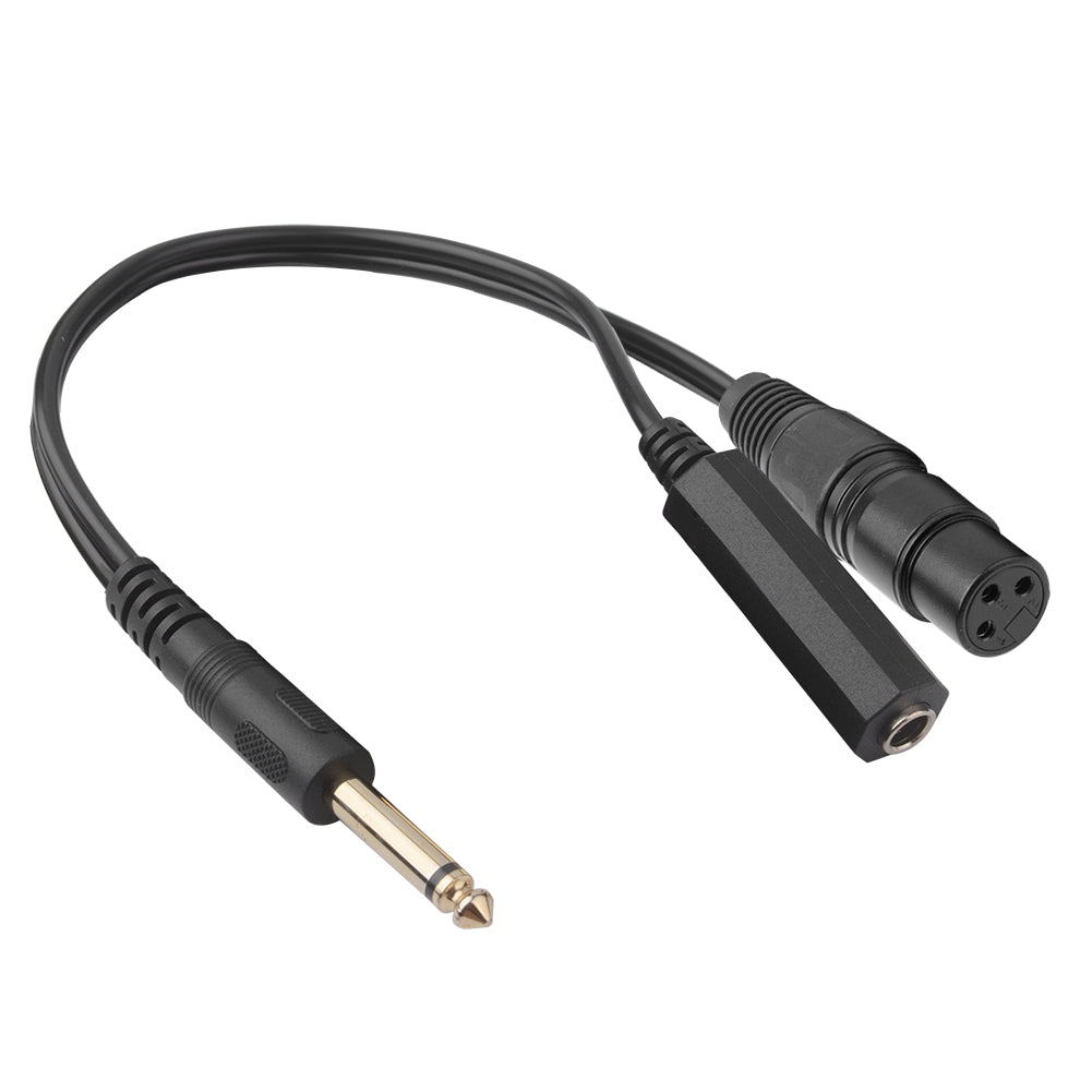 euroharry 30 cm 6,35mm Mikrofonstecker auf 6,35mm Buchse und XLR-Buchse Mono-Mikrofon Y-Splitter Kabel verlängerung und Umwandlung von Audiosignalen für Endstufen-Stereoanlage